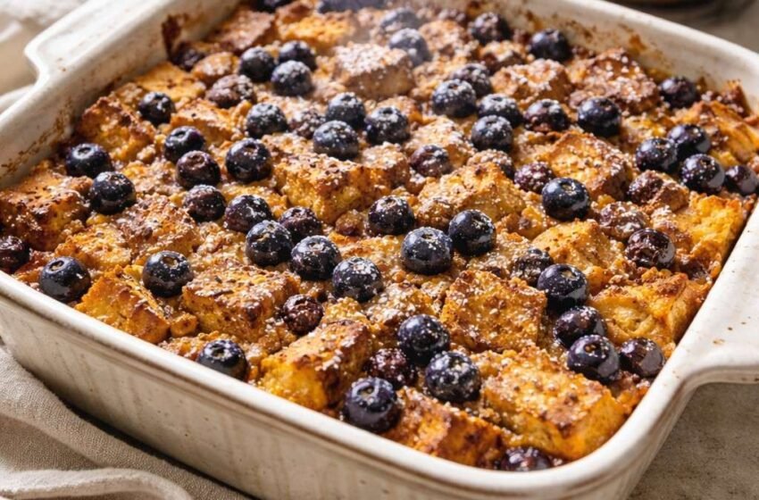 Blueberry French toast casserole delight