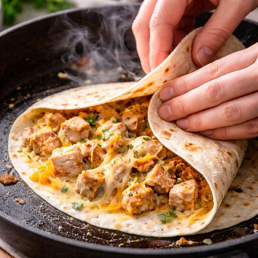 Cheesy Garlic Chicken Wraps