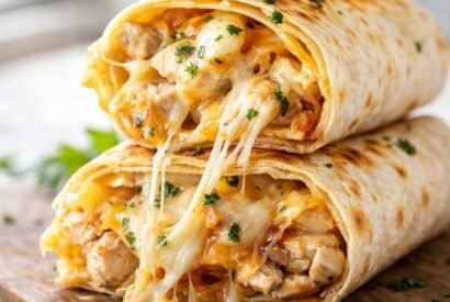 Thumbnail for Ultimate Cheesy Chicken & Garlic Wraps with Golden Crisp Tortillas