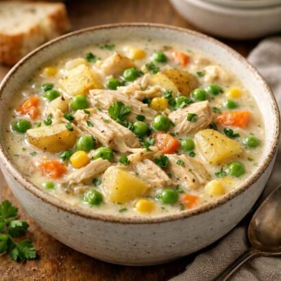 Chicken Pot Pie Soup with Tender Potatoes