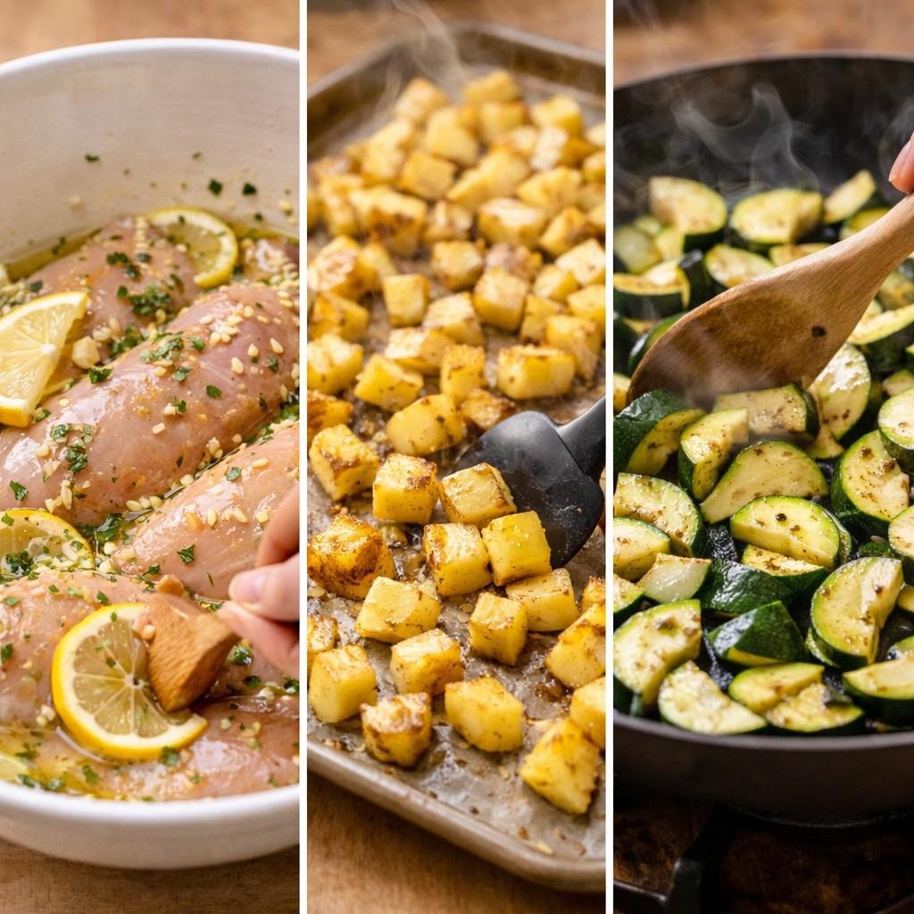 Cooking process in three steps