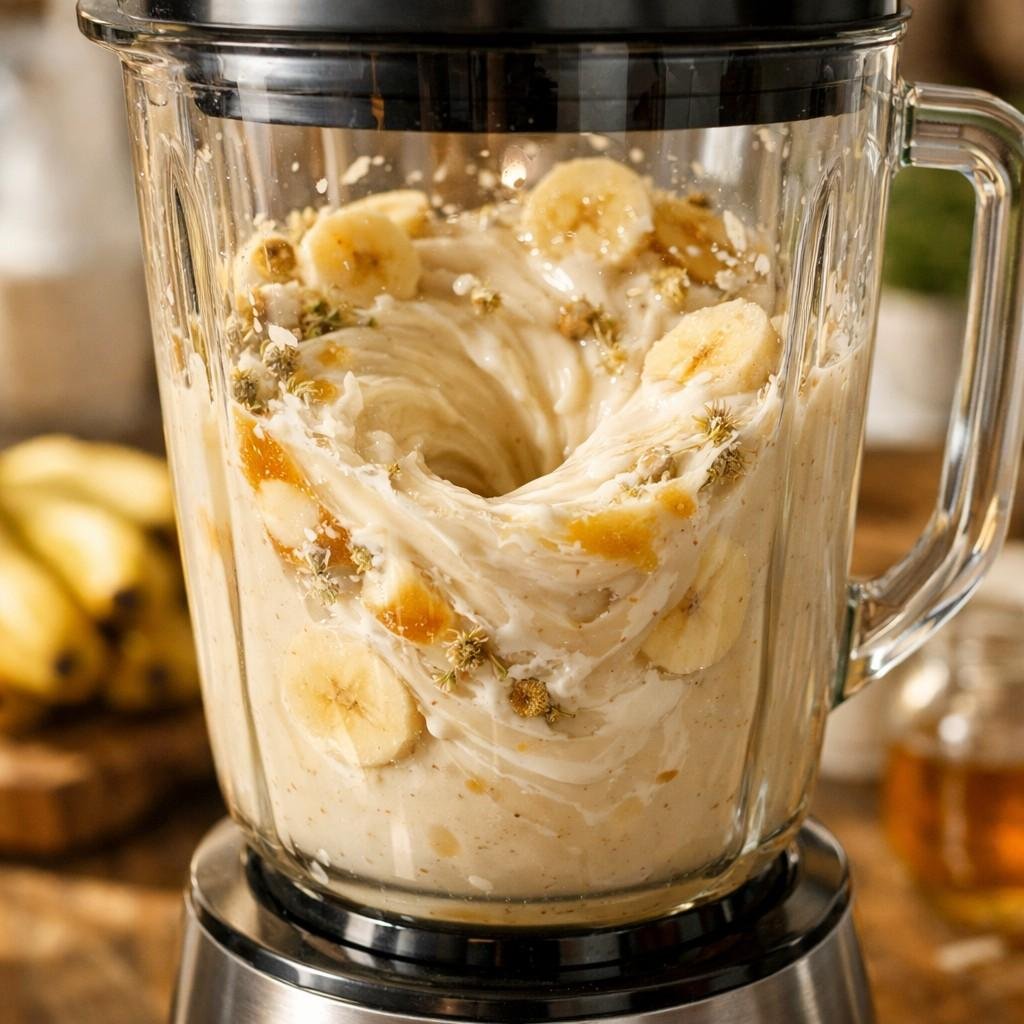 Creamy banana chamomile smoothie blend