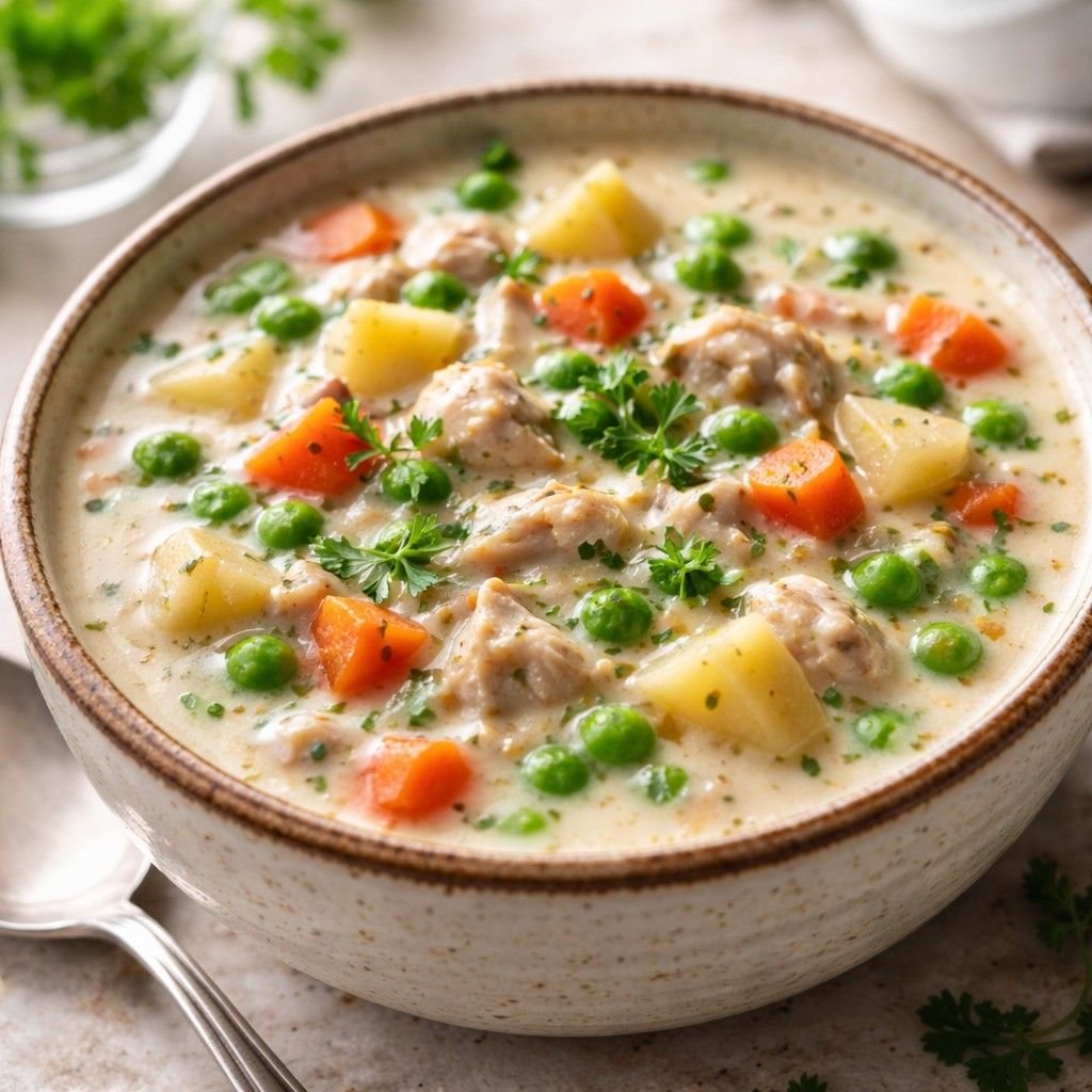 Creamy chicken pot pie soup