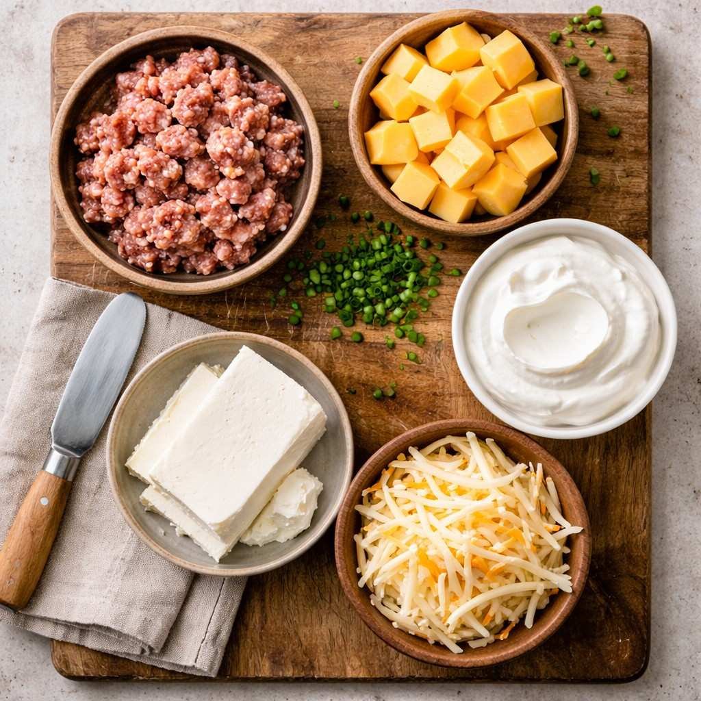 Creamy sausage and cheese dip ingredients