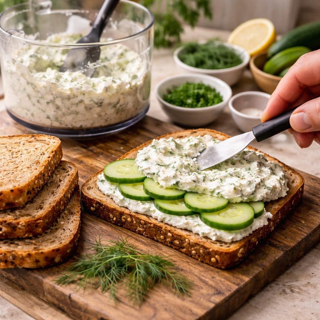 Crisp cucumber sandwich preparation steps