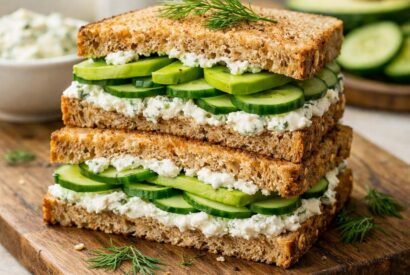 Thumbnail for High-Protein Cucumber Sandwich with Creamy Herb Spread