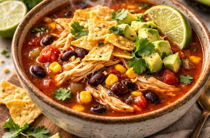 Easy Crockpot Chicken Tortilla Soup