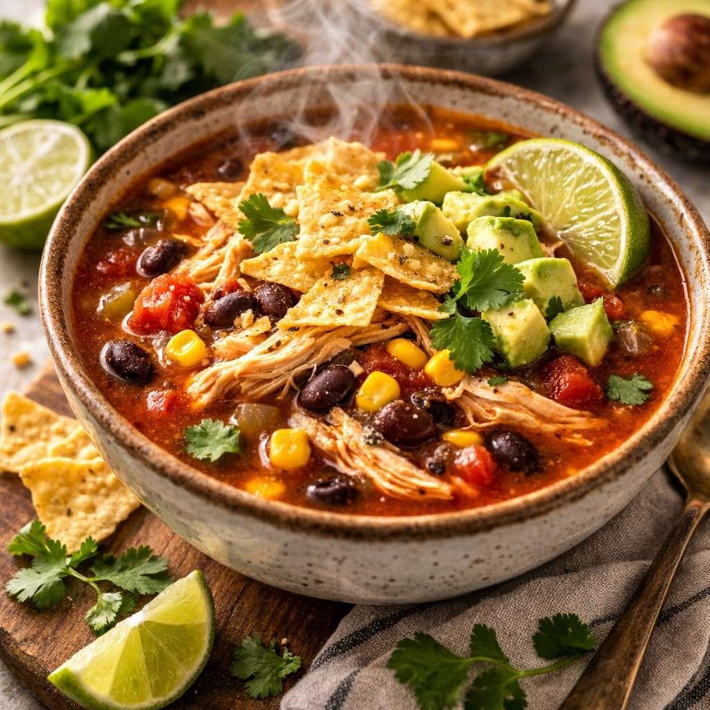 Easy Crockpot Chicken Tortilla Soup