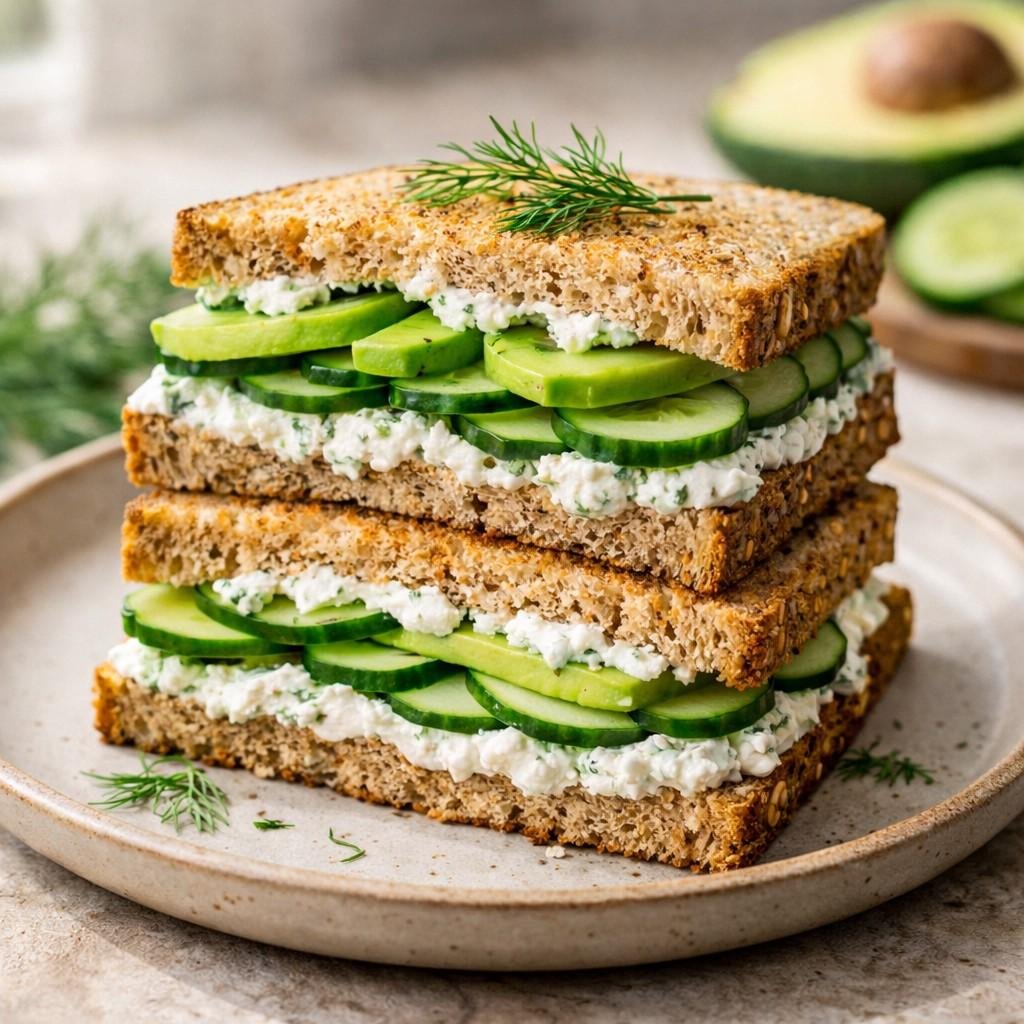 fresh cucumber avocado sandwich