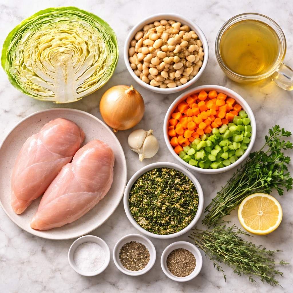 Fresh ingredients for chicken soup