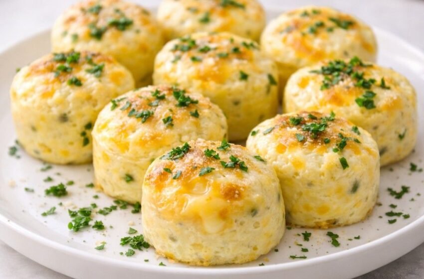 Golden egg bites with fresh parsley