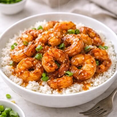 Honey garlic shrimp with rice