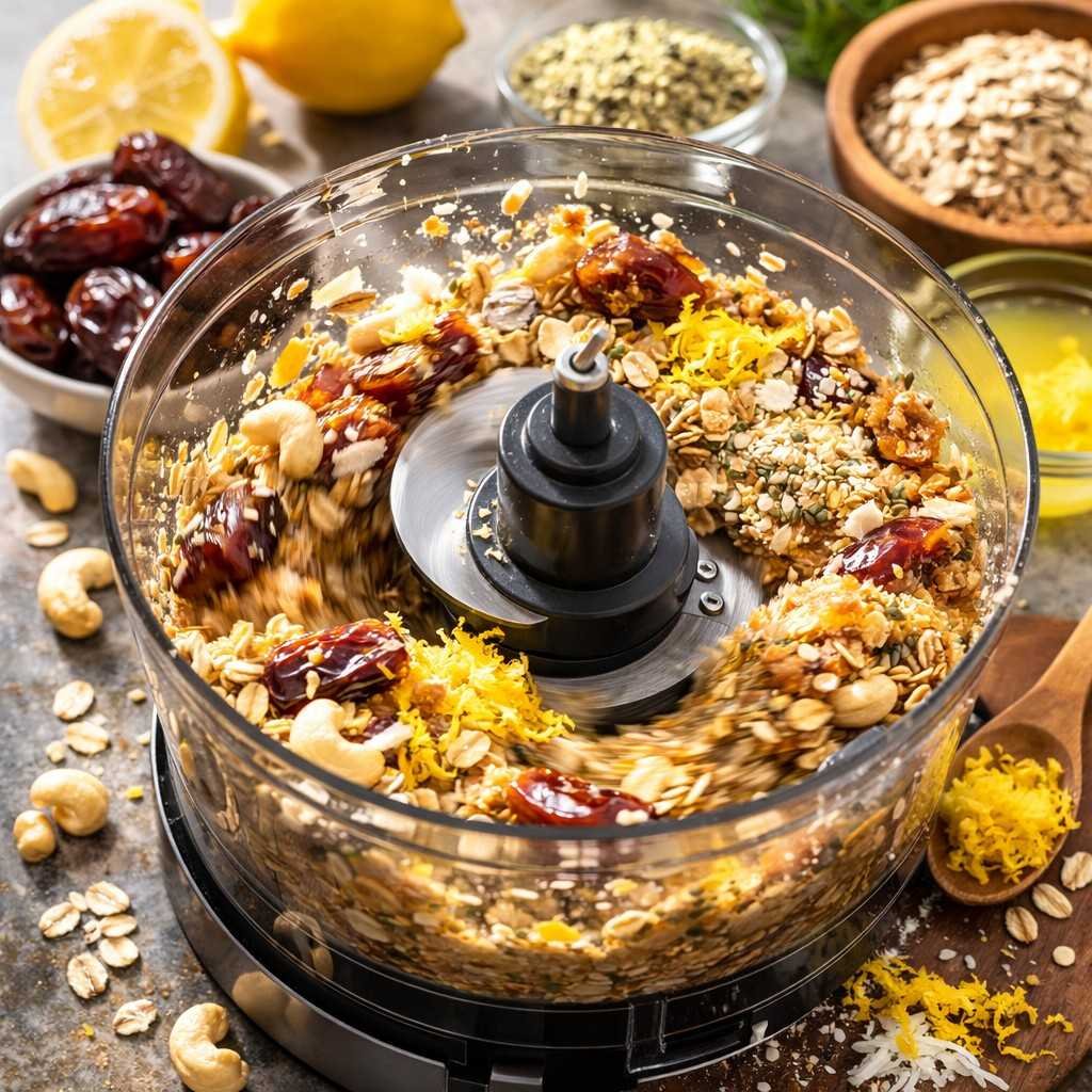 Lemon and date snack prep in action