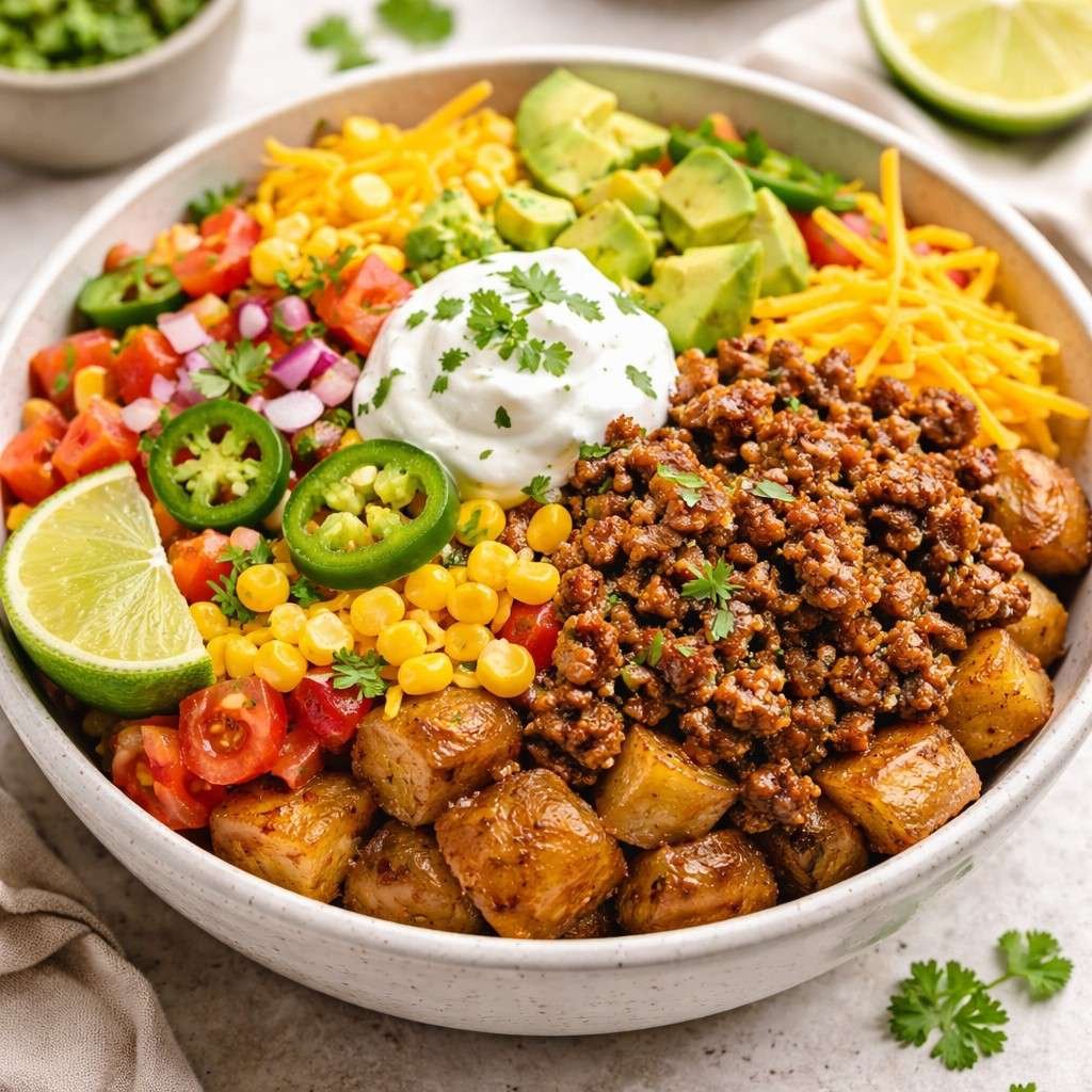 loaded potato taco bowl
