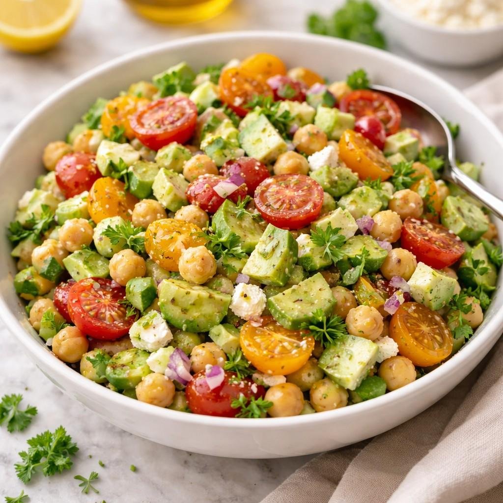 Mediterranean chickpea and feta salad
