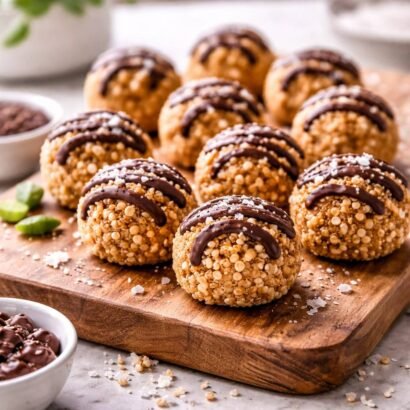 Peanut butter quinoa bites with chocolate