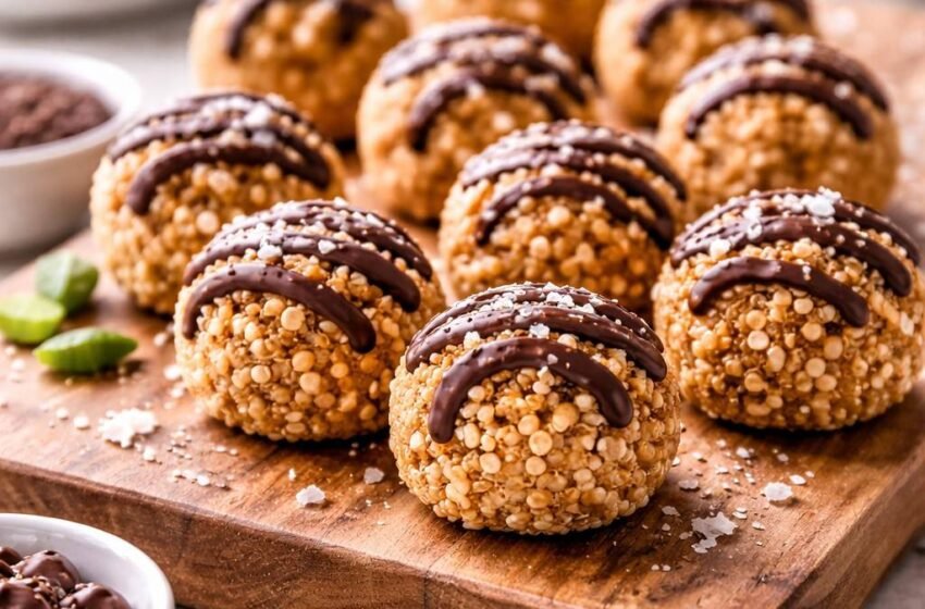 Peanut butter quinoa bites with chocolate