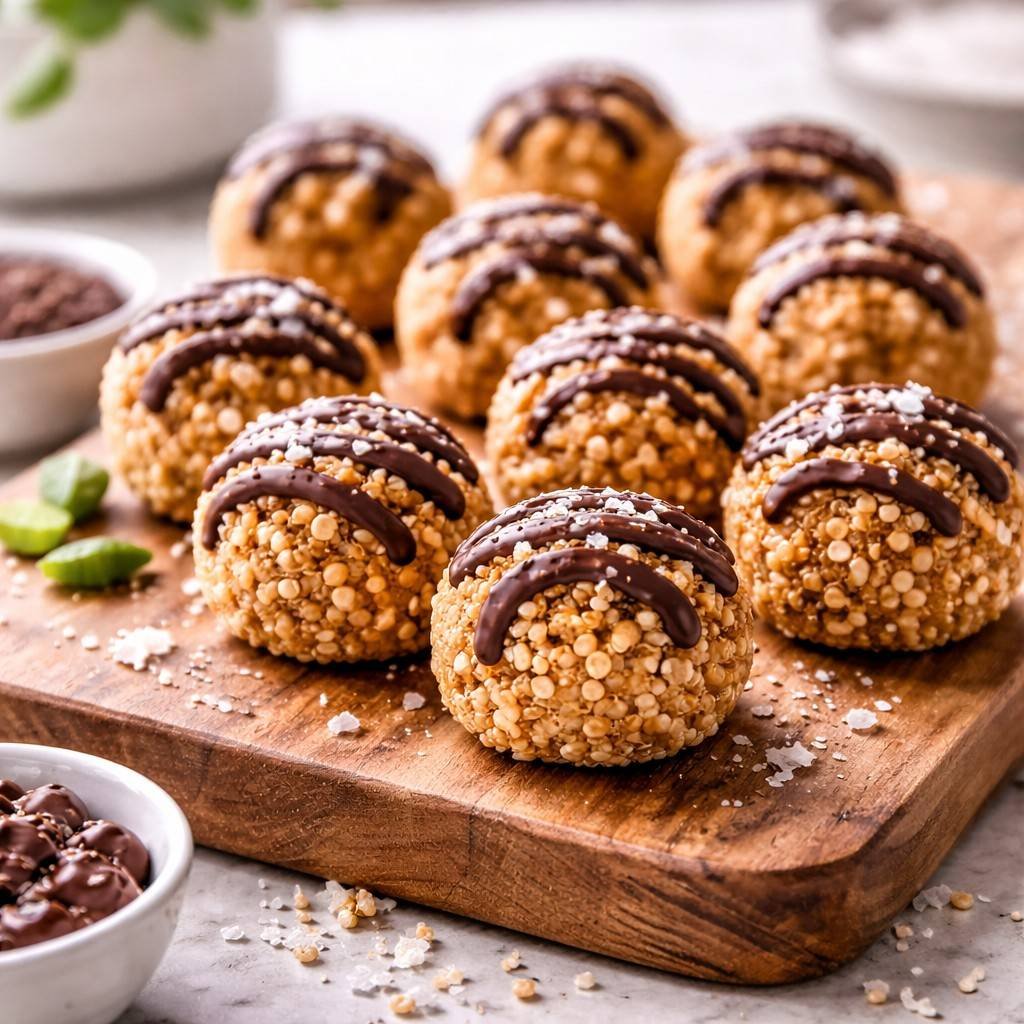 Peanut butter quinoa bites with chocolate