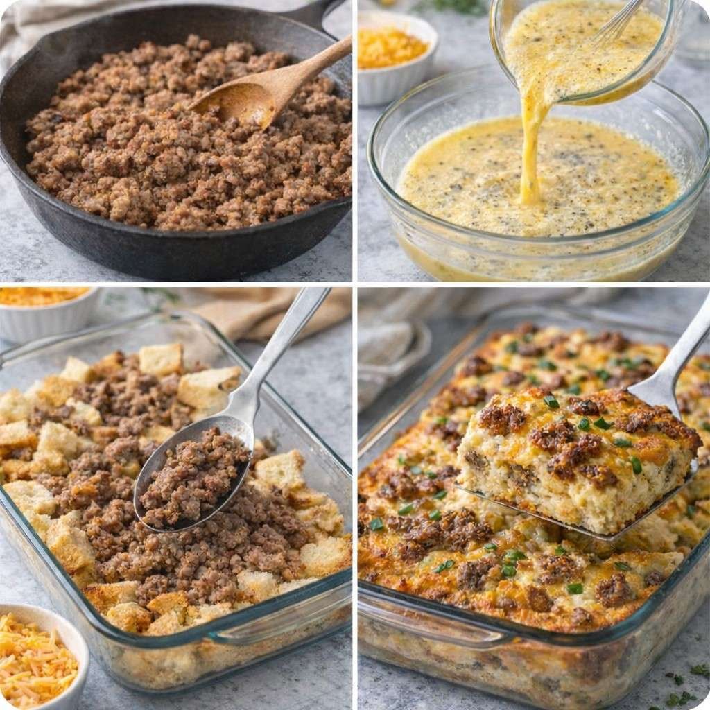 Sausage and egg breakfast casserole steps