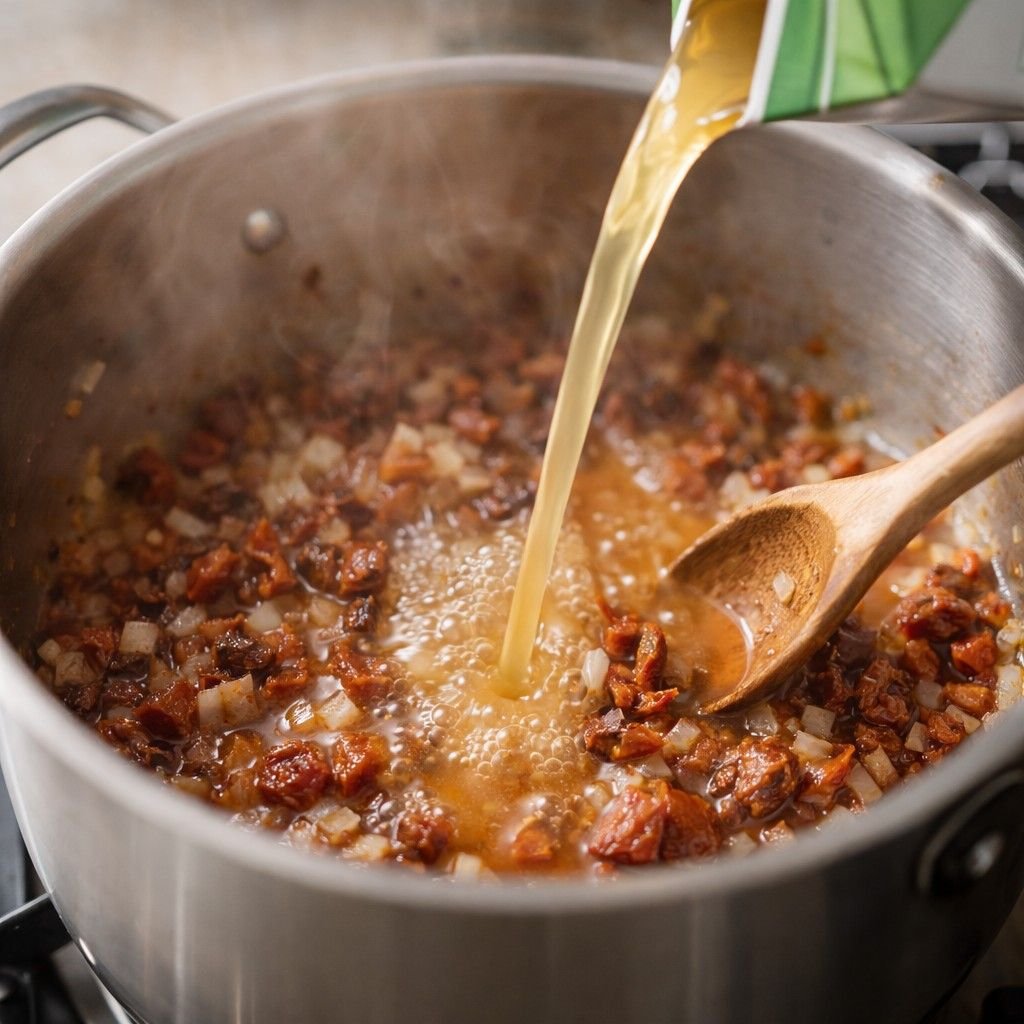 Simmering sun-dried tomato and onion blend