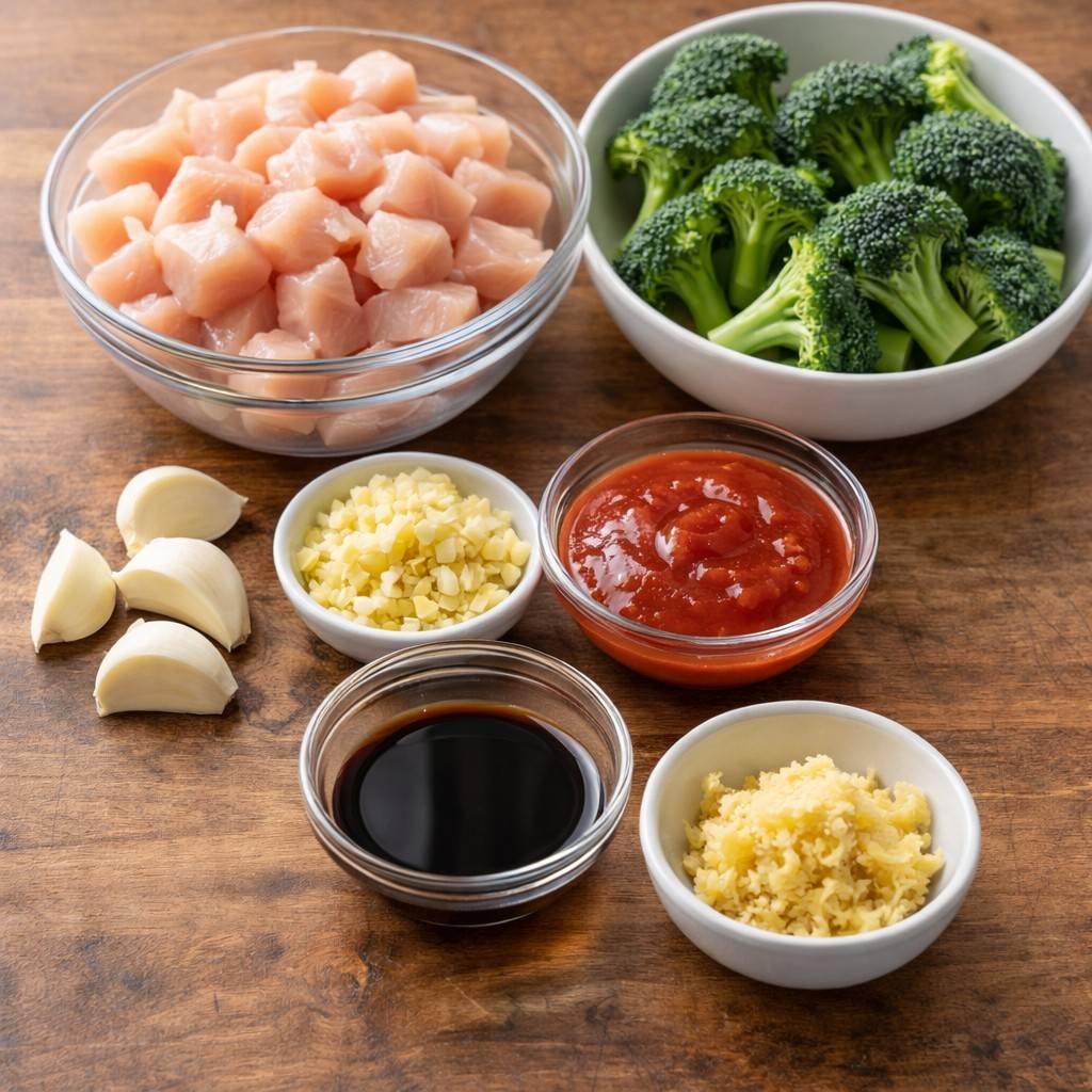 Spicy garlic chicken stir fry prep