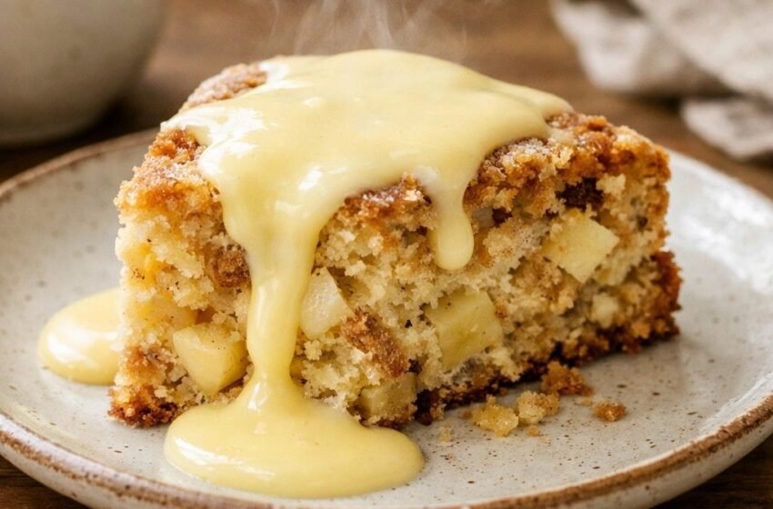 Traditional Irish apple cake slice