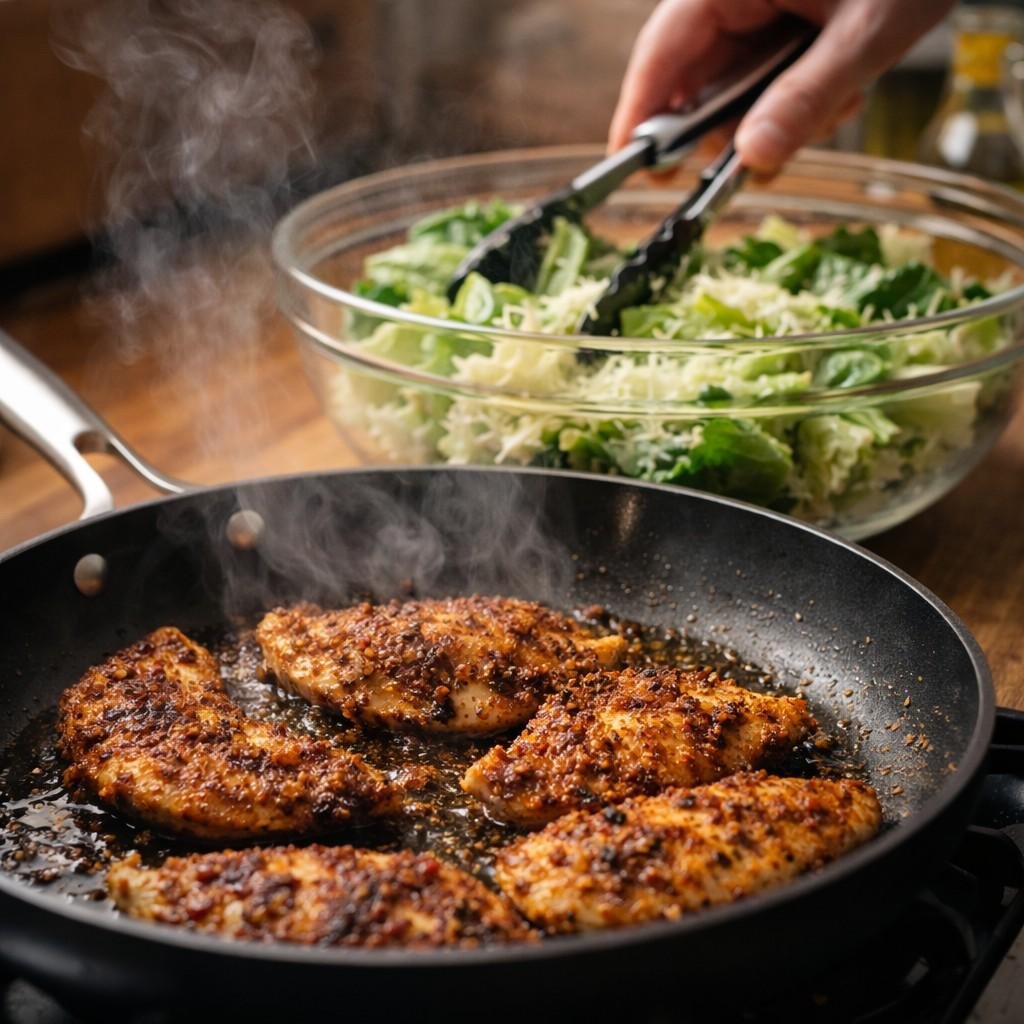 chicken caesar wrap prep