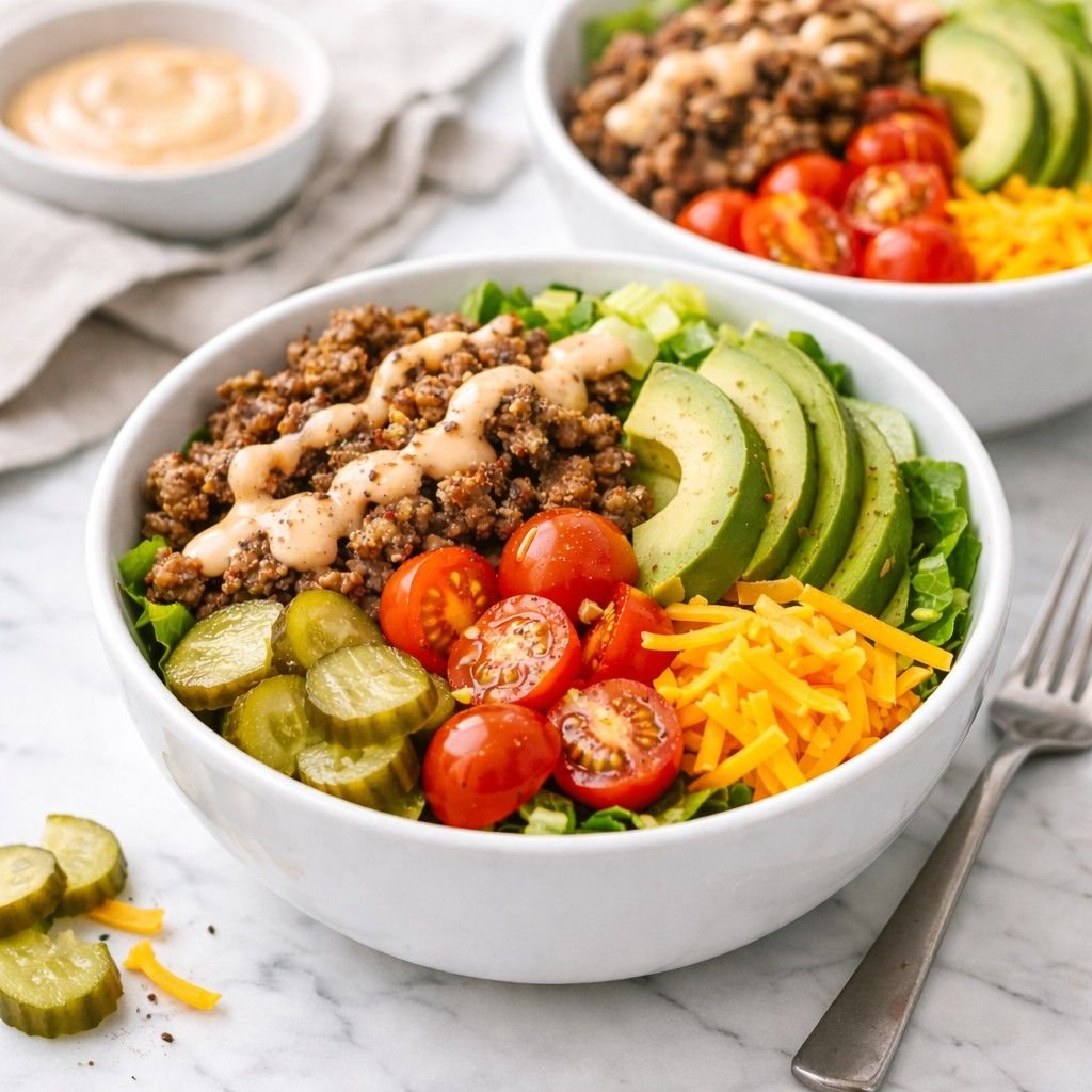 high protein burger bowl