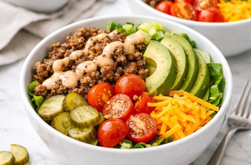 high protein burger bowl