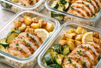 Thumbnail for Healthy Lemon Garlic Chicken Meal Prep Bowls
