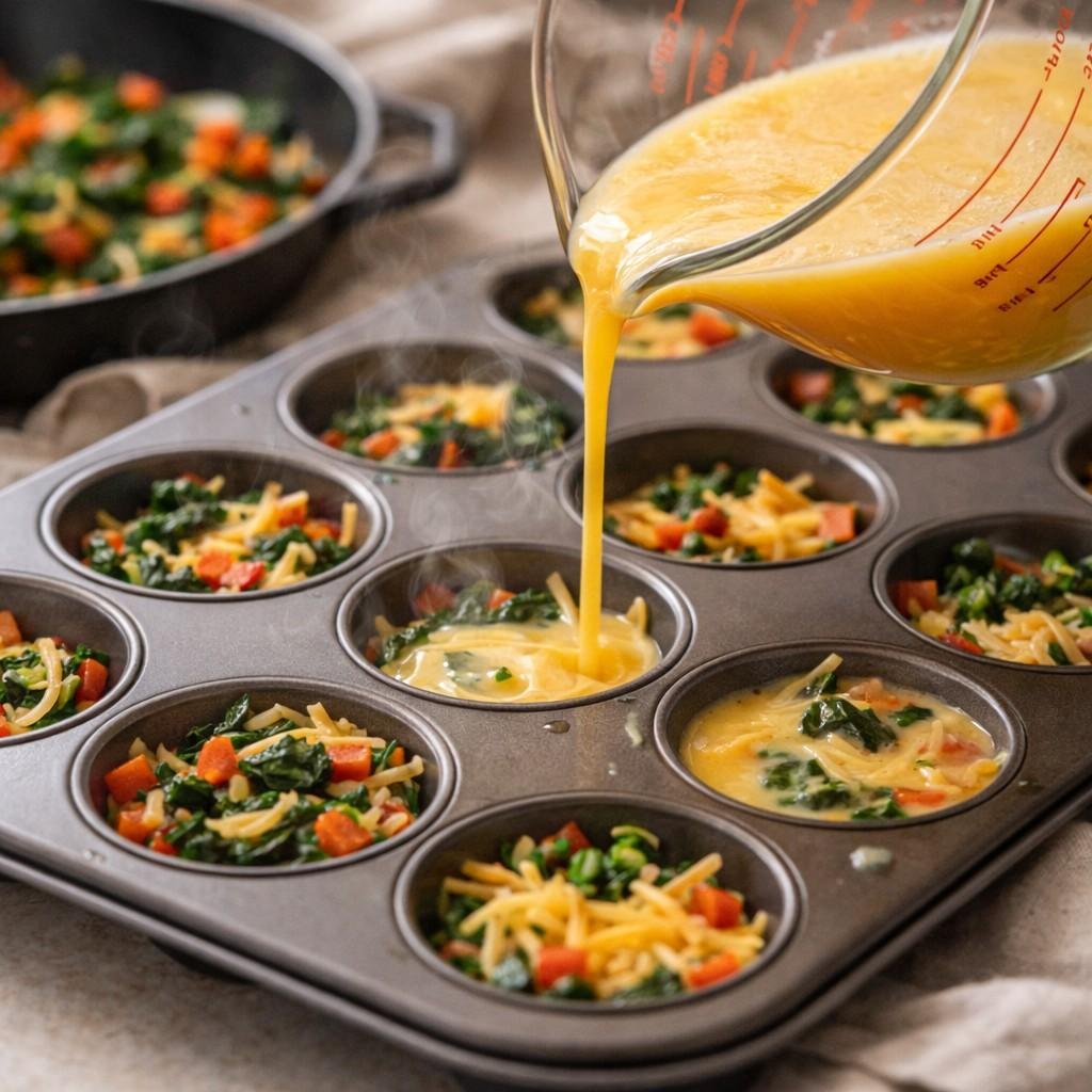 preparing egg muffins