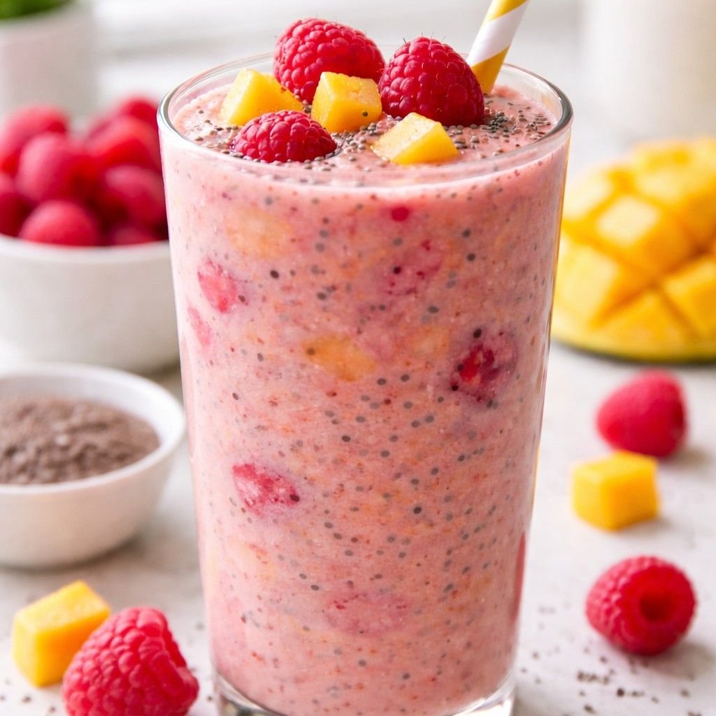 raspberry mango chia smoothie