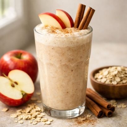 Apple pie smoothie with cinnamon and oats