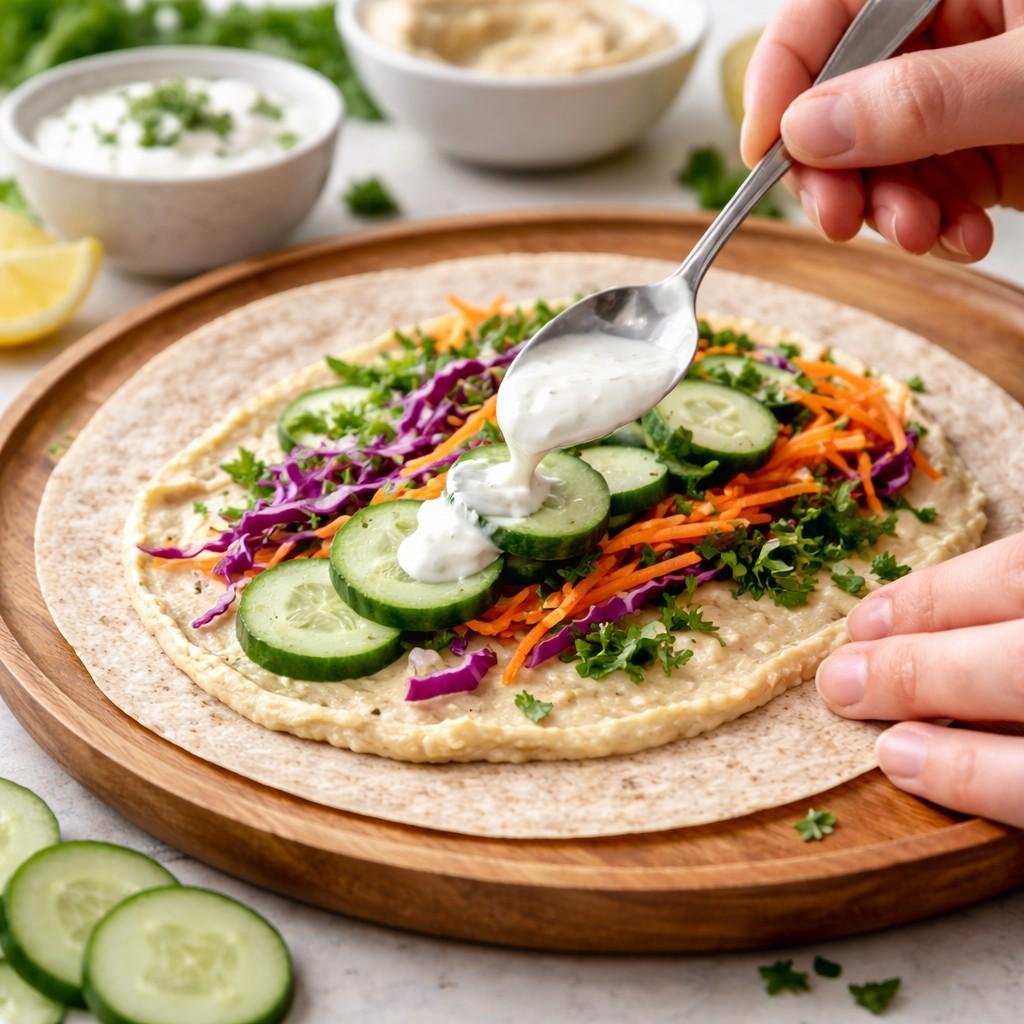 Assembling a fresh cucumber wrap