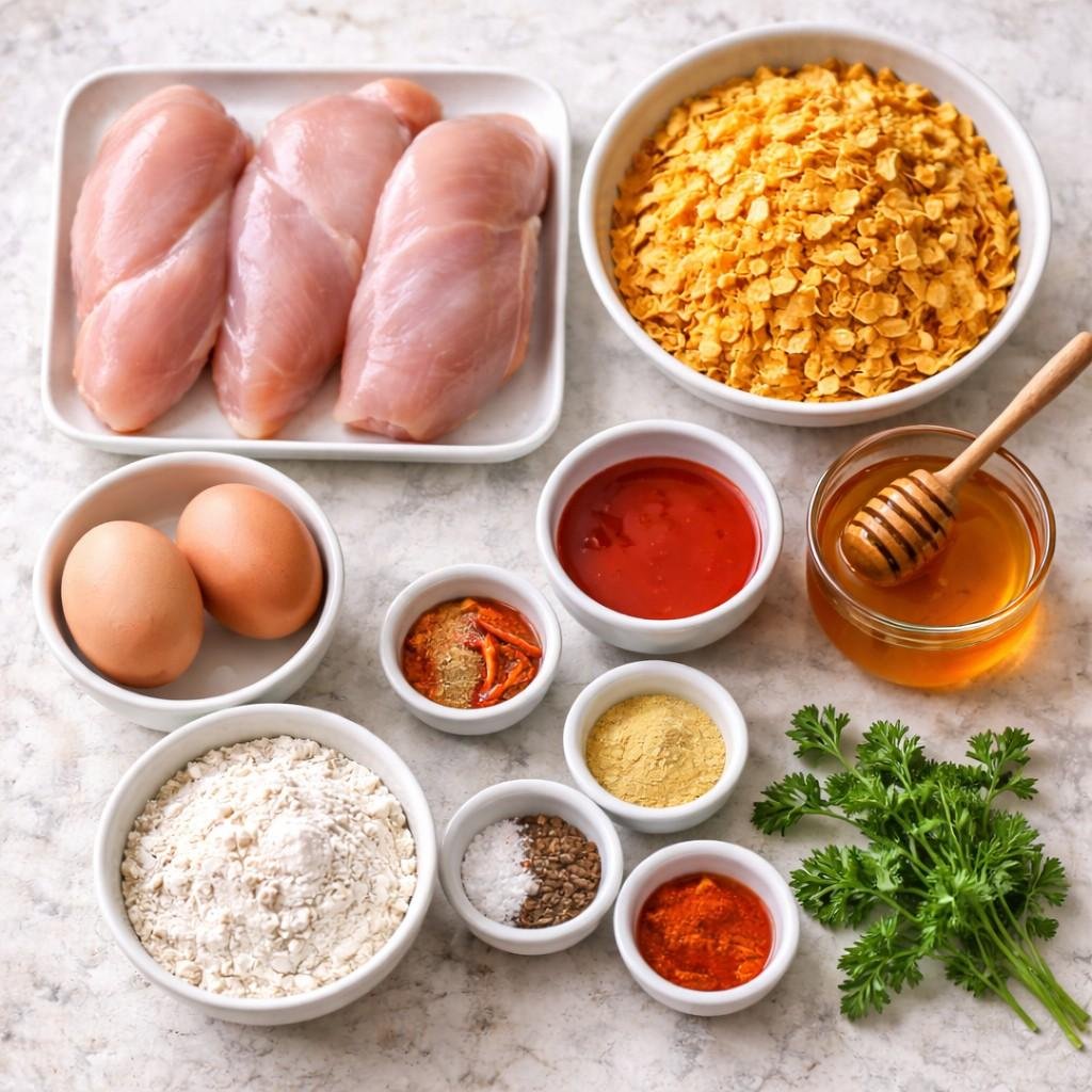 Baked crunchy hot honey chicken prep