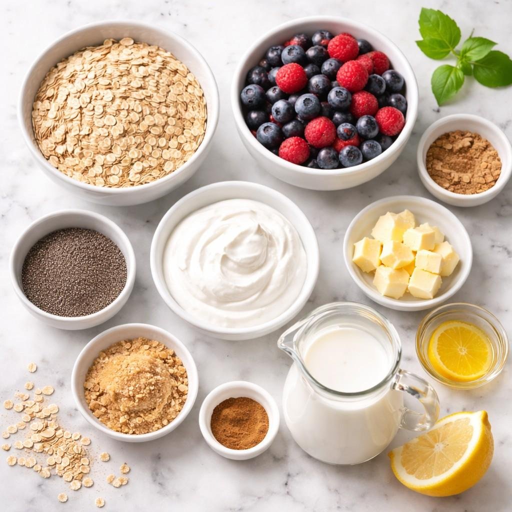 Berry crumble oat preparation ingredients