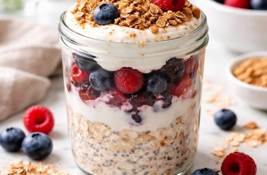 Berry crumble overnight oats