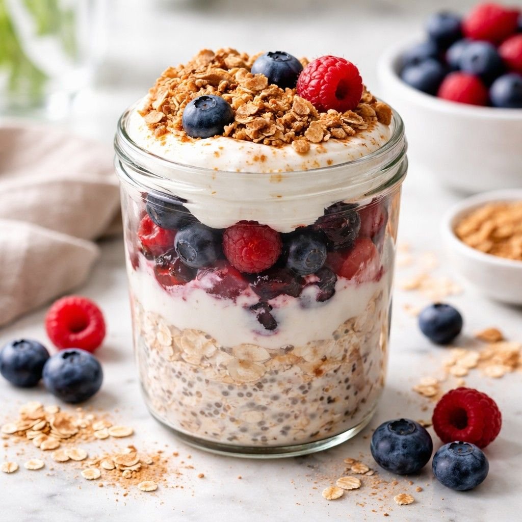 Berry crumble overnight oats