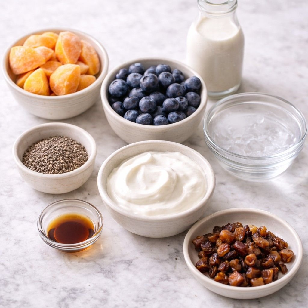 Blueberry peach smoothie ingredients