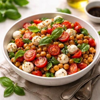 Caprese chickpea salad