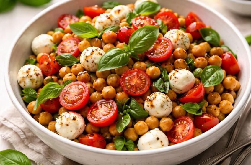Caprese chickpea salad