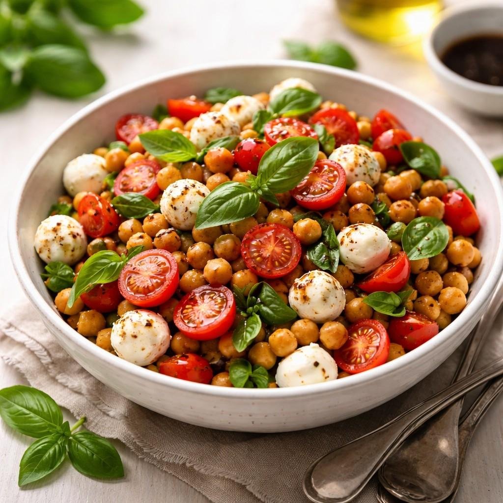 Caprese chickpea salad