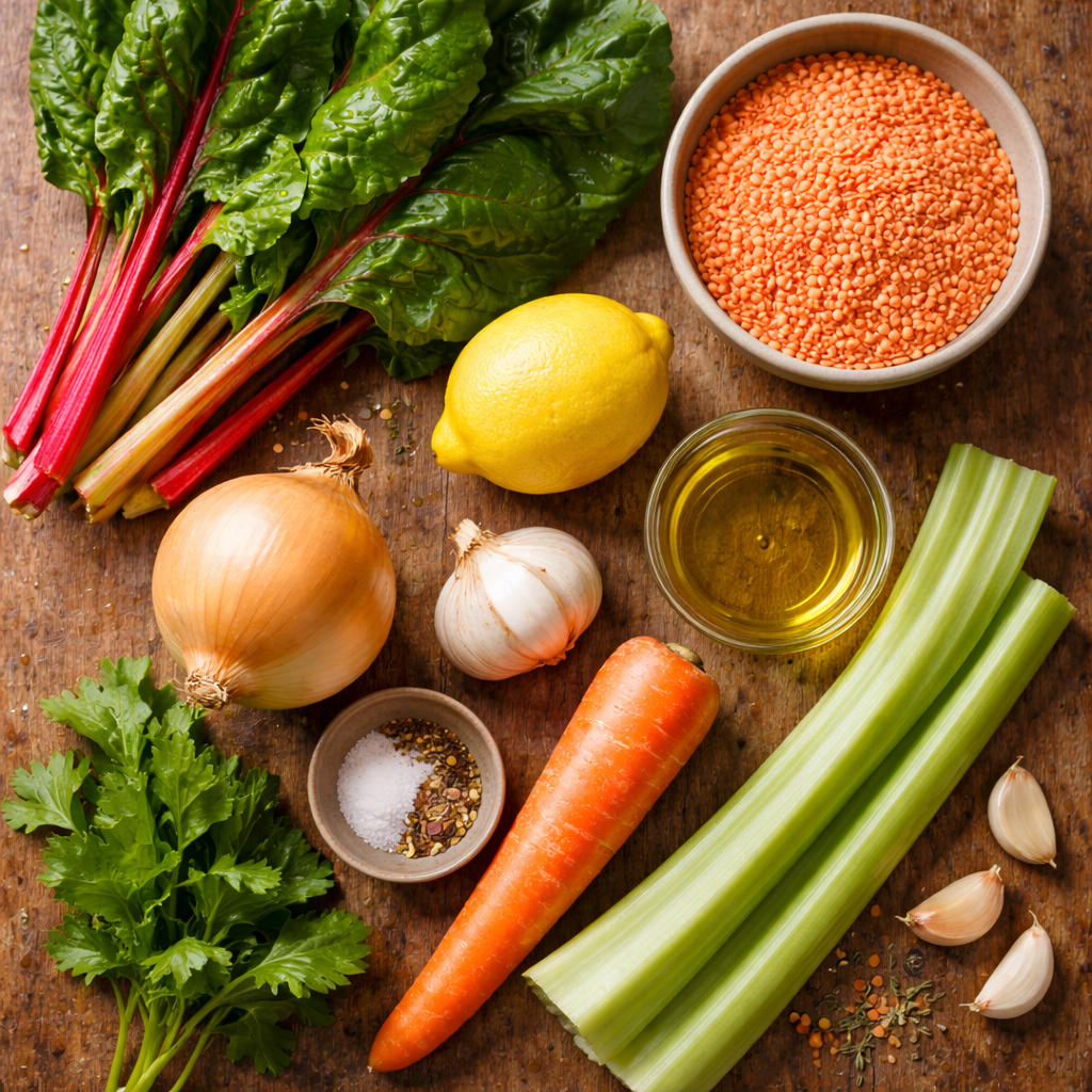 Lemon lentil soup ingredients