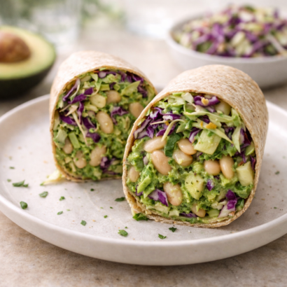 Avocado white bean wrap