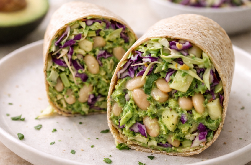 Avocado white bean wrap