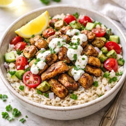 Chicken shawarma rice bowl