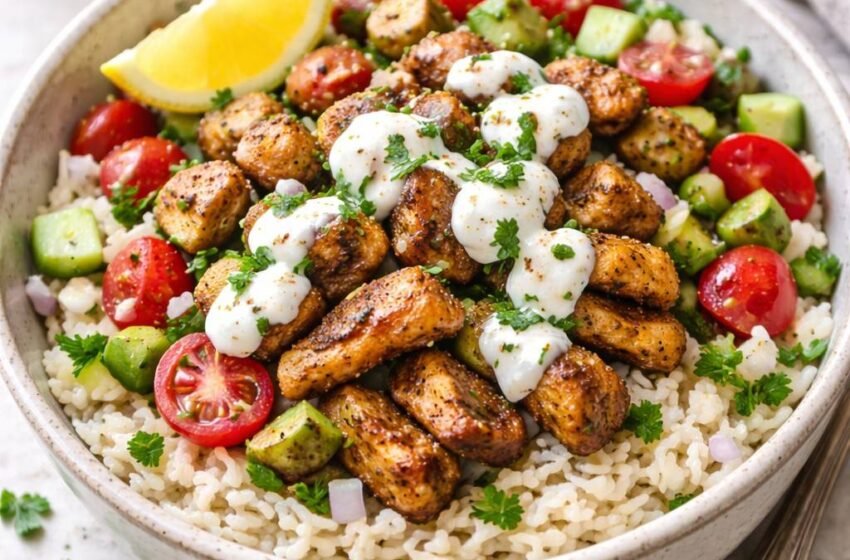 Chicken shawarma rice bowl