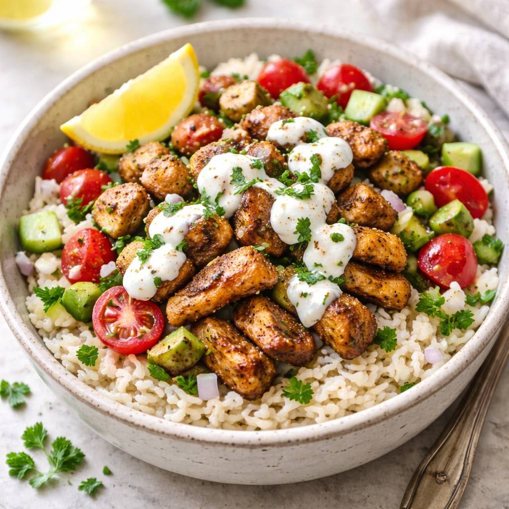 Chicken shawarma rice bowl