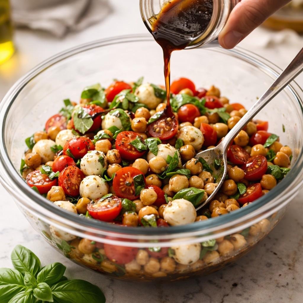 chickpea salad with balsamic drizzle