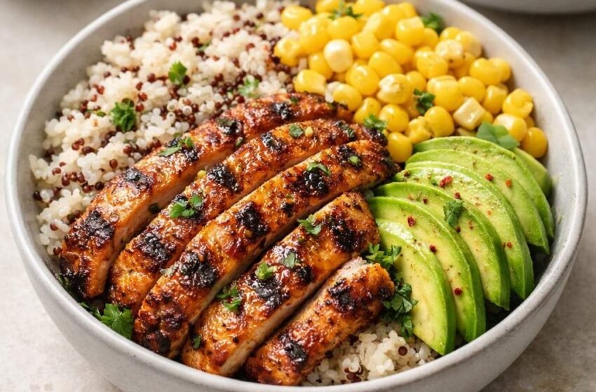 Chili Lime Chicken Meal Prep Bowls with Rice & Quinoa